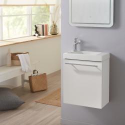 Pack lave-mains Blanc mat - Mitigeur à gauche - L.42.5 X H. 52.5 cm - Hamac 2 - PlaneteBain.com