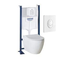 PROMO Pack WC bâti-support universel Grohe rapid sl project + cuvette suspendue avec bride Unix + plaque blanche - PlaneteBain.com