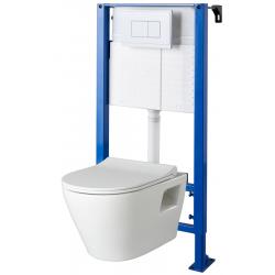 Pack wc suspendu avec bâti chasse autoportant et cuvette rimless samara - PlaneteBain.com