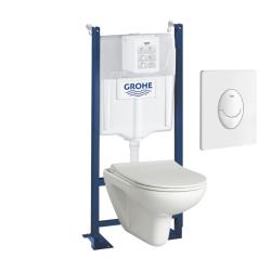 PROMO Pack WC bâti-support universel Grohe rapid sl project + cuvette suspendue sans bride Compo + plaque blanche - PlaneteBain.com