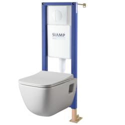 Pack WC suspendu bati Siamp universel + cuvette sans bride aqua - PlaneteBain.com