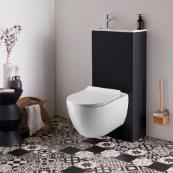 PROMO Pack WC suspendu avec lave-mains intégré + cuvette sans bride fixations invisibles Ceres - PlaneteBain.com
