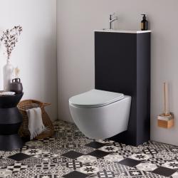 PROMO Pack WC suspendu avec lave-mains intégré + cuvette sans bride gris mat fixations invisibles cyrus - PlaneteBain.com