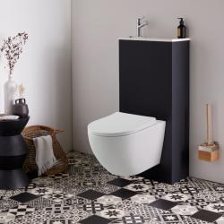 PROMO Pack WC suspendu avec lave-mains intégré + cuvette sans bride blanc mat fixations invisibles cyrus - PlaneteBain.com