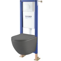 Pack WC suspendu gain de place bâti universel siamp + cuvette sans bride gris mat corolla - PlaneteBain.com