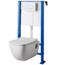 Pack WC suspendu universel autoportant + cuvette design blanche aqua - PlaneteBain.com