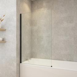 Pare-baignoire fixe 90 x 140 cm aluminium noir mat verre trempé 6 mm anti-calcaire - PlaneteBain.com