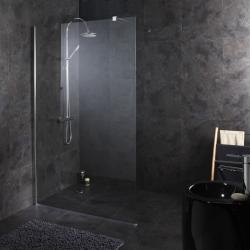 Paroi de douche fixe italienne 120x195 cm inox chromé verre de sécurité 8 mm réversible - PlaneteBain.com