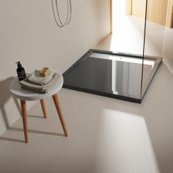 Receveur de douche extraplat 90 x 90 en solid surface - Gris anthracite - Avoriaz - PlaneteBain.com