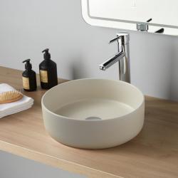 PROMO Vasque à poser Andria ø37cm - Beige mat - Rebords fins - PlaneteBain.com