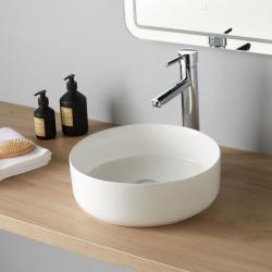 PROMO Vasque à poser Andria ø37cm - Blanc mat - Rebords fins - PlaneteBain.com