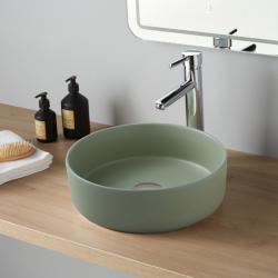 PROMO Vasque à poser Andria ø37cm - Vert mat - Rebords fins - PlaneteBain.com