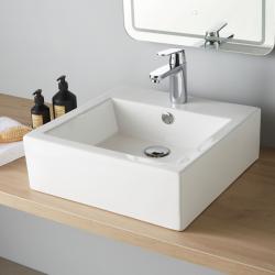 Vasque à poser 47x47cm- contemporaine blanche - PlaneteBain.com