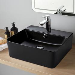 Vasque à poser Corfou noire rectangle 42x46cm - PlaneteBain.com