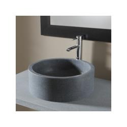 Vasque à poser en pierre gris cylindrique - PlaneteBain.com
