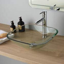 Vasque à poser en verre carrée 42 x 42 - PlaneteBain.com