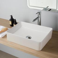 Vasque à poser rectangulaire 48 x 37 cm - Blanc mat - Rebords fins - Regina - PlaneteBain.com