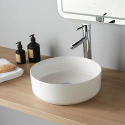 PROMO Vasque à poser Andria ø37cm - Blanc brillante -Rebords fins - PlaneteBain.com