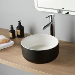 Vasque lave mains Jany ø25 cm - Noir et blanc - Faible diamètre - Rebords fins - PlaneteBain.com