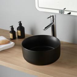 Vasque lave mains Jany ø25 cm - Noir mat - Faible diamètre - Rebords fins - PlaneteBain.com