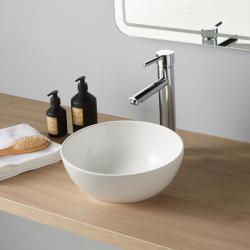 Vasque à poser Fabia ø28.5 cm - Blanc brillant - Faible diamètre - Rebords fins - PlaneteBain.com
