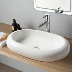 Vasque à poser ovale 63.5 x 43.5 cm - céramique blanc brillant - PlaneteBain.com
