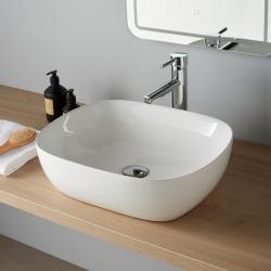 Vasque à poser 49.5 cm Manille blanc brillant en céramique - PlaneteBain.com