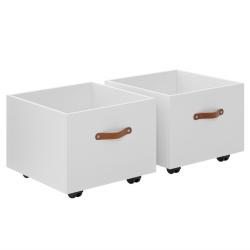 PROMO 2 tiroirs de rangement 35x45x45 sur roulettes blanc, Couleur Blanc, L45, l45, H35, ALFRED ET COMPAGNIE