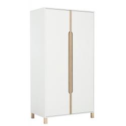 PROMO Armoire 2 portes Aurore blanc, Couleur Blanc/Bois, L101, l58, H194, ALFRED ET COMPAGNIE