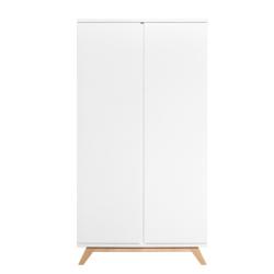 PROMO Armoire 2 portes Gaspard blanc/bois, Couleur Blanc/Bois, L106, l60, H200, ALFRED ET COMPAGNIE