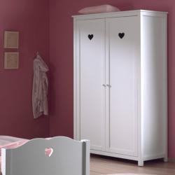 PROMO Armoire enfant 2 portes IRIS, Couleur Blanc, L110, l57, H191, ALFRED ET COMPAGNIE