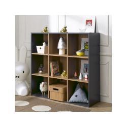 PROMO BIBLIOTHEQUE 9 CASES DE RANGEMENT ANTHRACITE 100x100x35, Couleur Anthracite, L103, l36, H103, ALFRED ET COMPAGNIE
