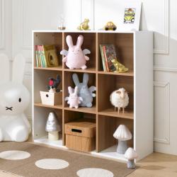 PROMO BIBLIOTHEQUE 9 CASES DE RANGEMENT BLANC 100x100x35, Couleur Blanc, L103, l36, H103, ALFRED ET COMPAGNIE
