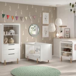 PROMO Chambre bébé complète DARIUS blanc/bois, Couleur Blanc/bois, L, l, H, ALFRED ET COMPAGNIE
