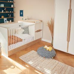 PROMO Chambre bébé essentielle AURORE blanc/bois, Couleur Blanc/bois, L, l, H, ALFRED ET COMPAGNIE
