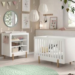 PROMO Chambre bébé essentielle DARIUS blanc/bois, Couleur Blanc/bois, L, l, H, ALFRED ET COMPAGNIE