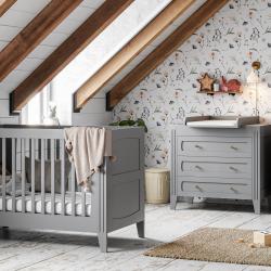 PROMO Chambre bébé essentielle MILENNE gris, Couleur Gris, L, l, H, ALFRED ET COMPAGNIE