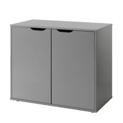 PROMO Meuble de rangement 2 portes Armance & Faustin gris, Couleur Gris, L85,5, l43,3, H71,8, ALFRED ET COMPAGNIE