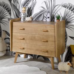PROMO Commode 3 tiroirs Bastien coloris chêne, Couleur Chêne, L100, l52, H83, ALFRED ET COMPAGNIE
