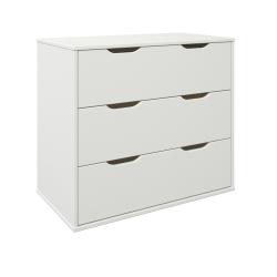 Commode 3 tiroirs COLETTE blanc, Couleur Blanc, L80, l43, H72, ALFRED ET COMPAGNIE