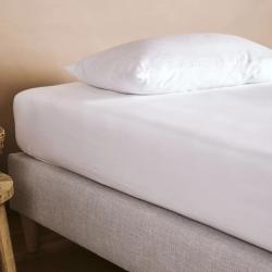 PROMO Drap housse pur Coton Bio 1 personne Blanc 90 x 200 cm, Couleur Blanc, L200, l90, H, ALFRED ET COMPAGNIE