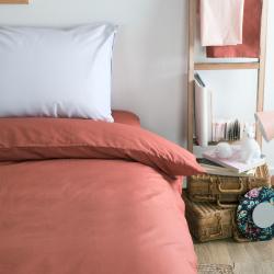 PROMO Housse de couette en Coton Bio Terracotta - 140x200 SANS TAIE, Couleur Terracotta, L200, l140, H, ALFRED ET COMPAGNIE