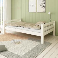 PROMO Lit 120x200 EXTRA-SOLIDE en bois massif HERCULE blanc, Couleur Blanc, L217, l131, H68, ALFRED ET COMPAGNIE