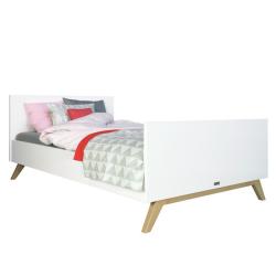 PROMO Lit ado 120x200 avec sommier blanc/bois Gaspard, Couleur Blanc/Bois, L206, l127, H85, ALFRED ET COMPAGNIE