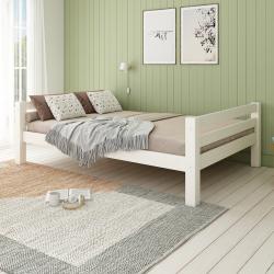 PROMO Lit 140x200 EXTRA-SOLIDE en bois massif HERCULE blanc, Couleur Blanc, L217, l151, H68, ALFRED ET COMPAGNIE