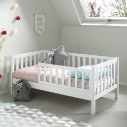 PROMO Lit enfant 70x140 en pin massif SUZON blanc, Couleur Blanc, L148, l76, H60, ALFRED ET COMPAGNIE