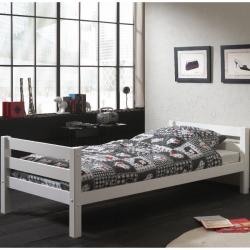 PROMO Lit enfant 90x200 en pin Armance & Faustin blanc, Couleur Blanc, L210, l99, H63, ALFRED ET COMPAGNIE ALFRED & CIE