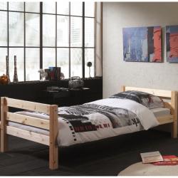 PROMO Lit enfant 90x200 en pin Armance & Faustin naturel, Couleur Naturel, L210, l99, H63, ALFRED ET COMPAGNIE