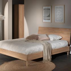 PROMO Lit adulte 180x200 en chêne massif ROMANE, Couleur Chêne, L218, l185, H100, ALFRED ET COMPAGNIE