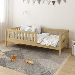 PROMO Lit enfant banquette 90x200 CHARLIE bois, Couleur Chêne, L209, l96, H66, ALFRED ET COMPAGNIE